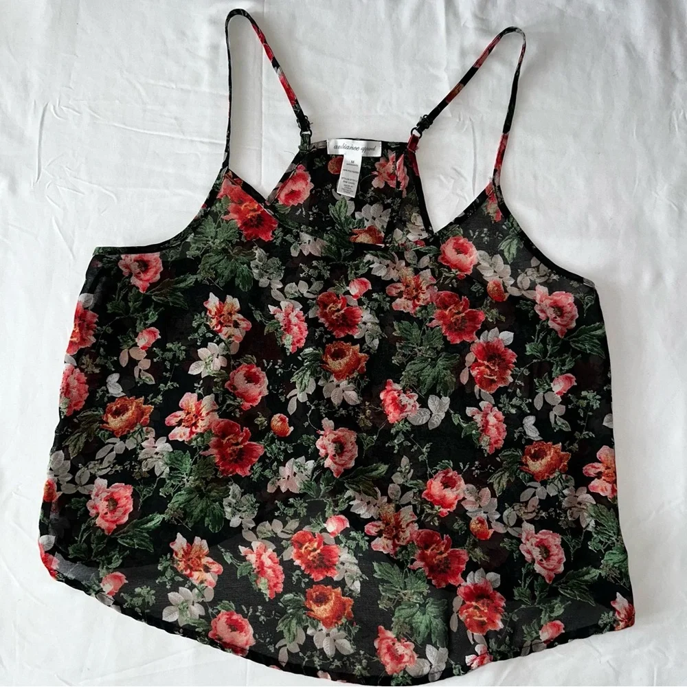Ambiance Apparel Floral Sheer Women’s Tank Top Size Medium EUC - Picture 1 of 3